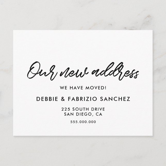 Cartão Postal Nosso novo endereço Anúncio em movimento moderno (Frente)