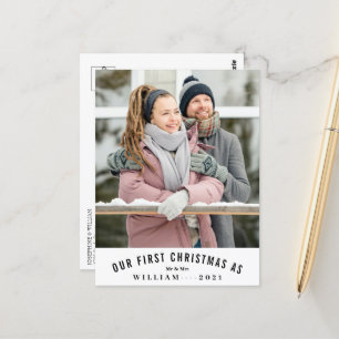 Cartão Postal Nosso Primeiro Natal, Sr. E Sra. Foto De Casamento