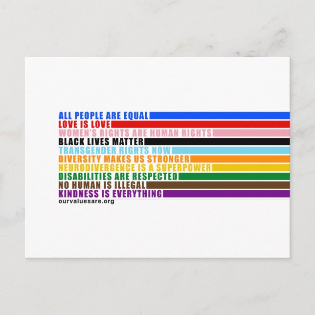 Cartão Postal Nossos Valores São (Frente)