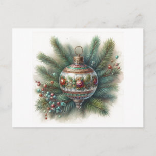 Cartão Postal Nostalgia do Velho Mundo com enfeite de Natal de p
