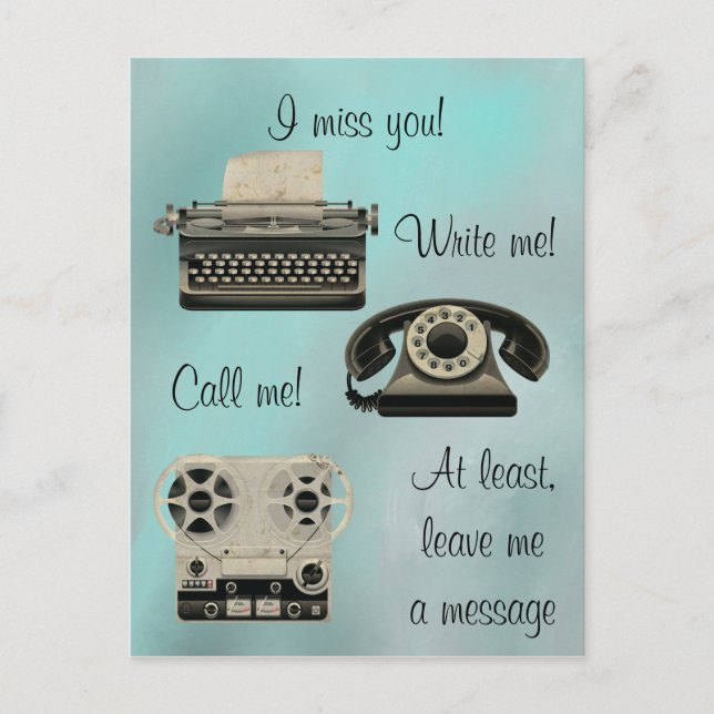 Cartão Postal Nostalgic me escreva me chame (Frente)
