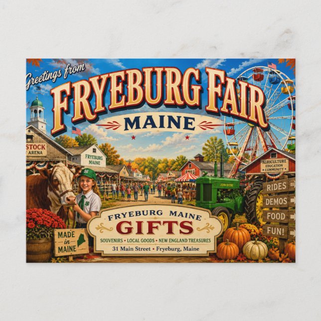 Cartão Postal Nostálgico da Feira de Fryeburg Main (Frente)