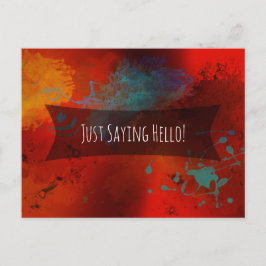 Cartão Postal Nota de Arte Digital "So Say Hello" Red Abstrato