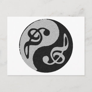 Cartão Postal nota de clave de música yin yang