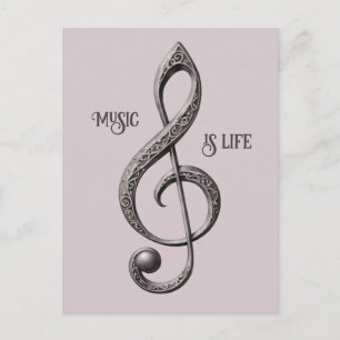 Cartão Postal Nota deClave Musical de Texto Personalizado