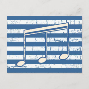 Cartão Postal nota musical branca sobre listras