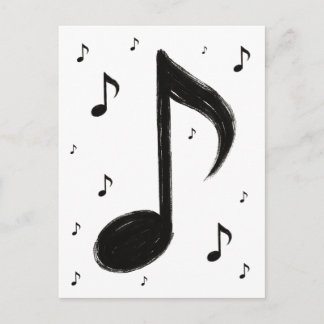 Cartão Postal Nota Musical Minimalista – Estilo Pincel Tinta em 