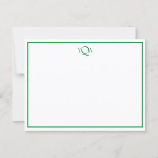 Cartão Postal Nota Plana Verde Grama e Branco Monograma