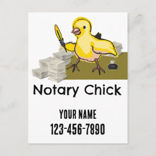 Cartão Postal Notário Chick Pena Amarela Pena Personalizada