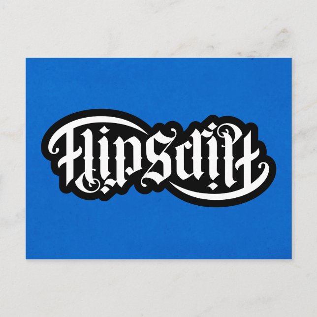 Cartão Postal Notecard do Ambigram FlipScript (Frente)