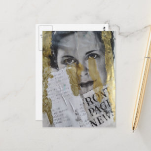 Cartão Postal Notícias da primeira página senhora Colagem de míd