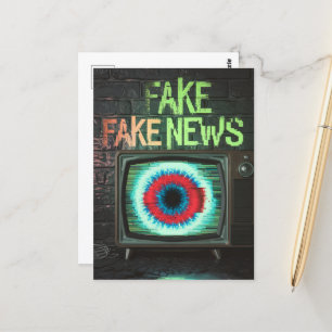 Cartão Postal Notícias falsas retro TV Visão turva