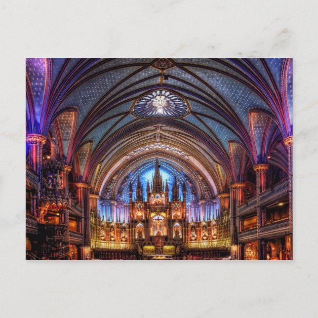 Cartão postal Notre-Dame Basilica em Montreal (Frente)