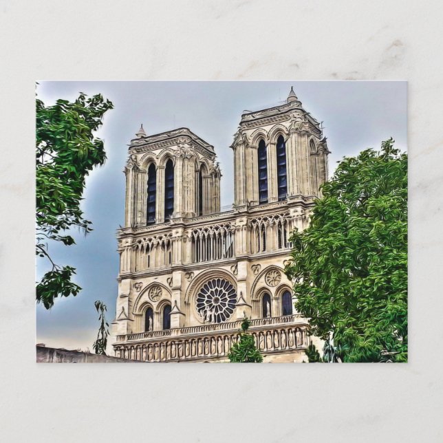 Cartão Postal Notre-Dame, Paris, Pintura Digital (Frente)