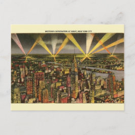 Cartão Postal Noturno de Arranha-Céus Vintage de N