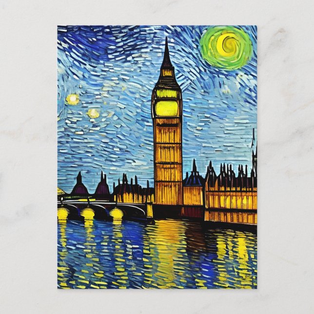 Cartão postal noturno Starry London (Frente)