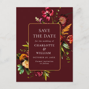 Cartão Postal Nouveau Flores Casando Guarde a Data QR Code