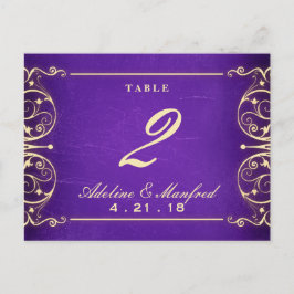 Cartão Postal Nouveau Victorian Dourado & Eggplant Table Number