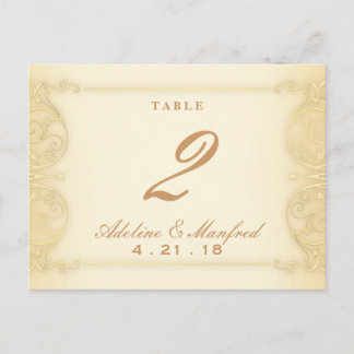 Cartão Postal Nouveau Victorian Dourado Table Number