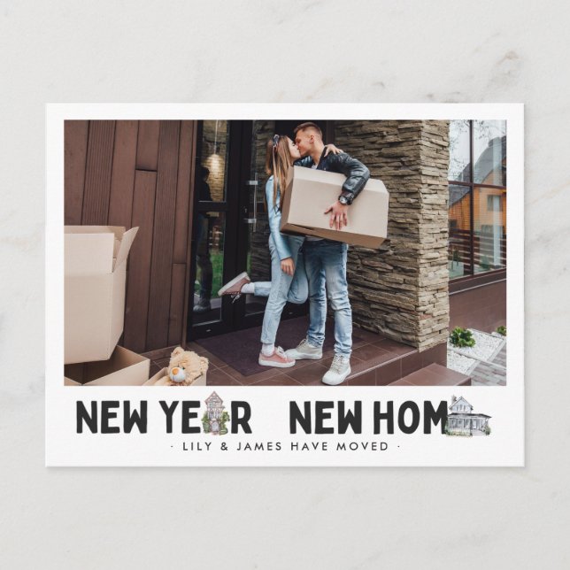 Cartão Postal Nova Casa de Ano Novo | Mudança de Foto do Endereç (Frente)