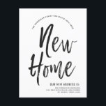 Cartão Postal Nova Casa | Estilo de Script - Endereço Mínimo Nov<br><div class="desc">Um cartão-postal de lançamento em movimento, preto e branco, com estilo de script mínimo. Ele apresenta um texto grande com as palavras "Nova casa", seguido das informações de endereço abaixo. A maioria dos elementos individuais do cartão de convite estão desbloqueados, portanto, sinta-se livre para alterar ou adicionar os detalhes necessários...</div>