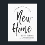 Cartão Postal Nova Casa | Estilo de Script - Endereço Mínimo Nov<br><div class="desc">Um cartão-postal de lançamento em movimento, preto e branco, com estilo de script mínimo. Ele apresenta um texto grande com as palavras "Nova casa", seguido das informações de endereço abaixo. A maioria dos elementos individuais do cartão de convite estão desbloqueados, portanto, sinta-se livre para alterar ou adicionar os detalhes necessários...</div>