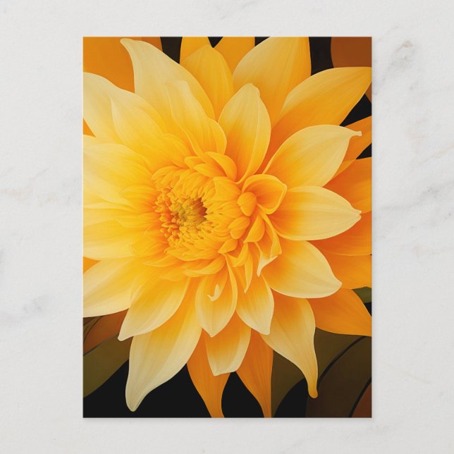 Cartão Postal Nova Dahlia Amarela BOHO (Frente)