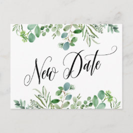 Cartão Postal Nova Data Elegante Eucalyptus Adiada Casamento