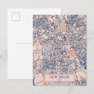 Cartão Postal Nova Deli Índia Mapa da Cidade Ventilada Viagem