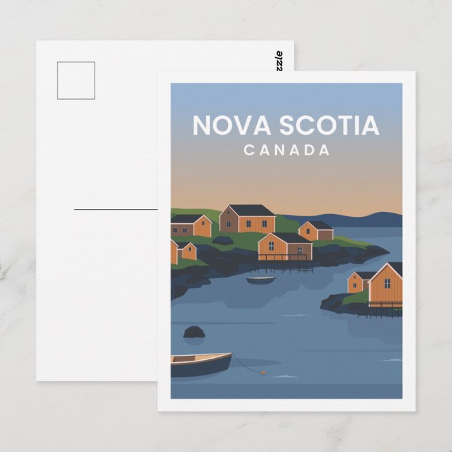 Cartão Postal Nova Escócia Canadá - Ilustração de Viagem (Frente/Verso)