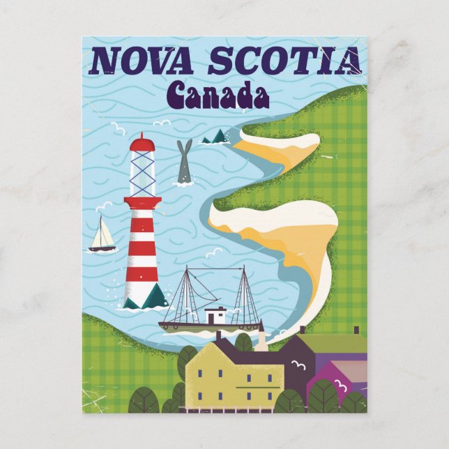 Cartão Postal Nova Escócia Canadá Viagens vintage (Frente)