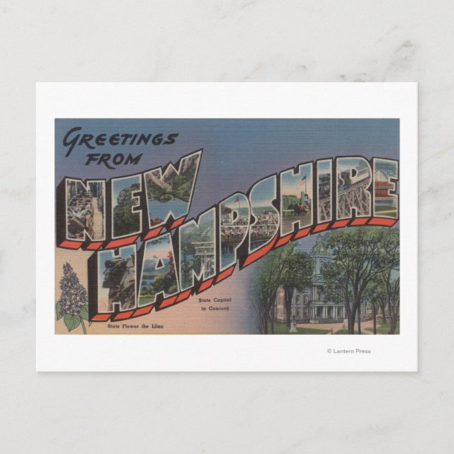 Cartão Postal Nova Hampshire (Capital do Estado/Flor) (Frente)