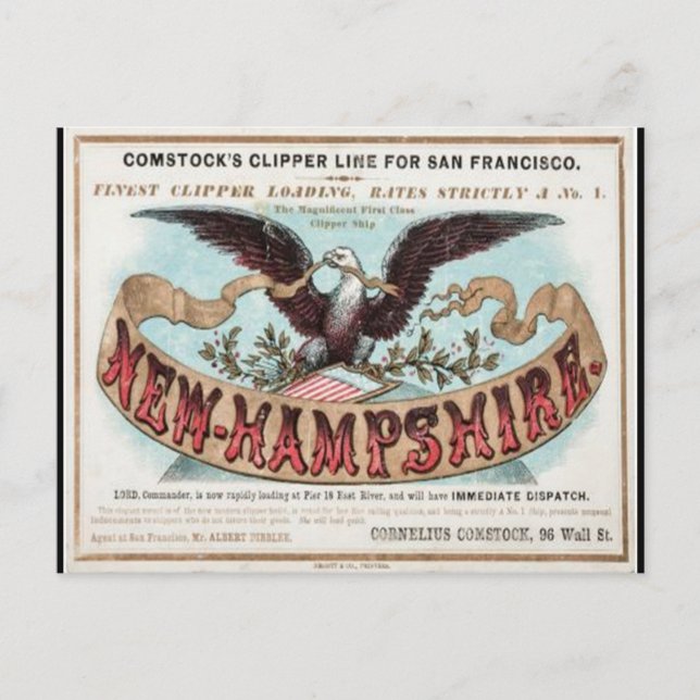 Cartão Postal Nova Hampshire Clipper Sailing (Frente)