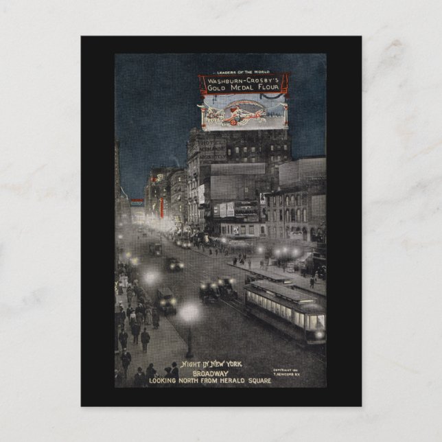 Cartão Postal Nova Iorque à noite em 1910 (Frente)