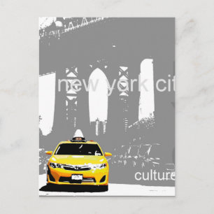 Cartão Postal Nova Iorque Brooklyn Bridge Nyc Yellow Taxi