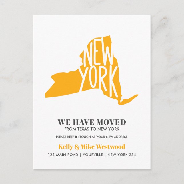 Cartão Postal NOVA IORQUE ESTADO Mudamos o novo endereço New Hom (Frente)
