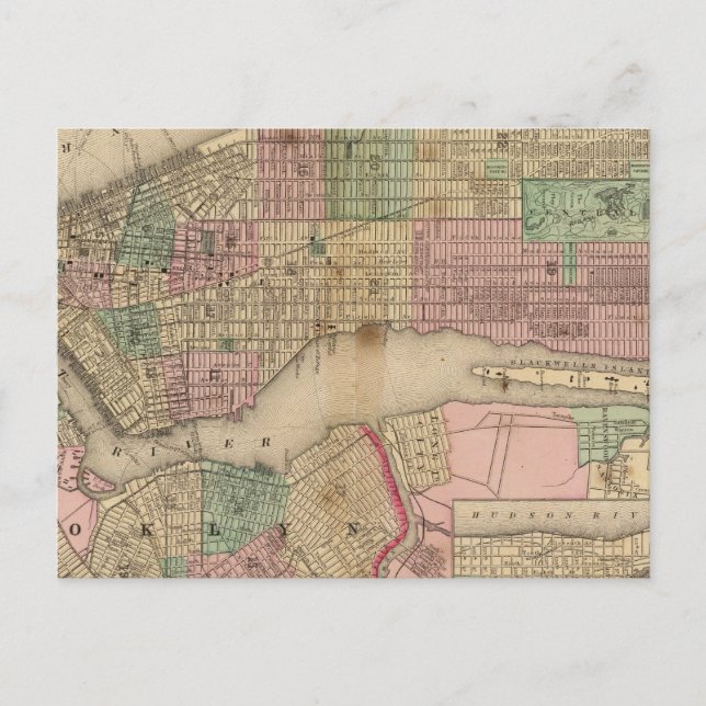 Cartão Postal Nova Iorque, Mapa do Brooklyn por Mitchell (Frente)