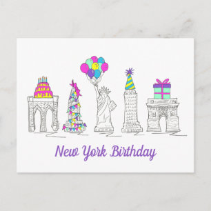 Cartão Postal Nova Iorque NYC Landmarks Festa de aniversário