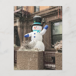 Cartão Postal Nova Iorque NYC Neve do Alto Oeste Side Snowman