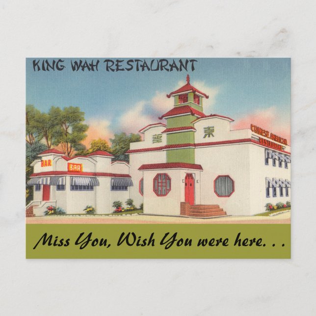 Cartão Postal Nova Iorque, Restaurante King Wah (Frente)
