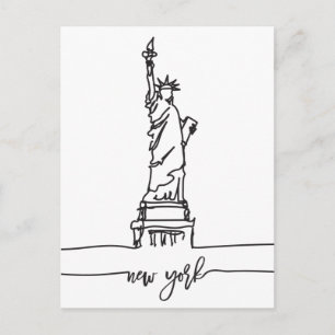Cartão Postal Nova Iorque Skyline Lady Liberty Estátua