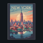 Cartão Postal Nova Iorque Skyline Viagem Art Vintage<br><div class="desc">Design de viagem retrovetor de Nova Iorque. Da Times Square e Central Park à Estátua da Liberdade e da Broadway,  a NYC oferece uma mistura inesquecível de cultura,  história,  entretenimento e inovação.</div>