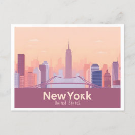 Cartão Postal Nova Iorque USA Pastel Viagem