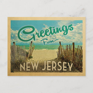Cartão Postal Nova Jersey Shore Beach Viagens vintage