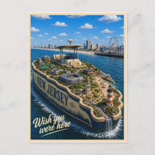 Cartão Postal Nova Jersey   Wish You Were Here   Série dos Estad