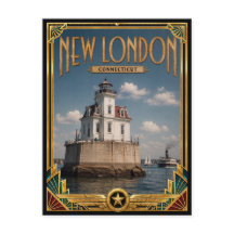 Nova Londres Connecticut Arte Deco Vintage Era de 