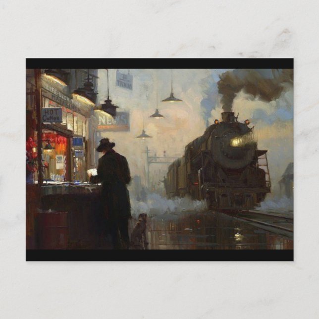 Cartão Postal Nova Orleans esperando pelo trem (Frente)