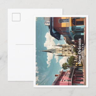 Cartão Postal Nova Orleans Louisiana Pop Art Viagem
