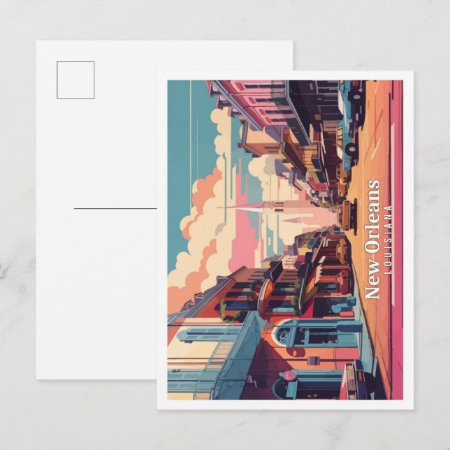 Cartão Postal Nova Orleans Louisiana Pop Art Viagem (Frente/Verso)