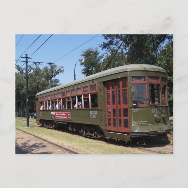 Cartão Postal Nova Orleans, Louisiana Streetcar (Frente)